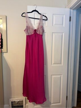 Free People - Fuchsia Lace-Trim Slip